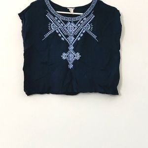Navy embroidered pattern size medium
